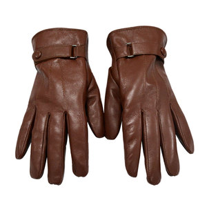 Gants de conduite classiques en cuir de mouton pour hommes, compatibles écran tactile, doublure en laine chaude, noirs et marron, pour l'hiver - Product Image 3