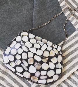 Pochette pour femme coquille dorée 100% sac en pierre naturelle pochette ethnique antique sac à main mosaïque pochette sac à main pour femme et fille - Product Image 2