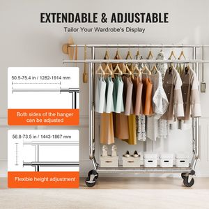 Appendiabiti regolabile per pantaloni, resistente, con doppia asta estensibile - Product Image 2
