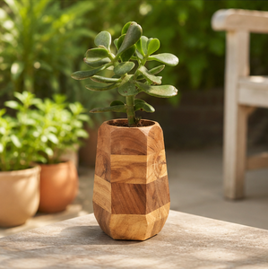 Wholesale Handmade Geometric <b>Wooden</b> Succulent <b>Planter</b> Indoor Flower Pot for Office Desk & Home Decor Solid Wood <b>Small</b> Plant Pot - Product Image 6