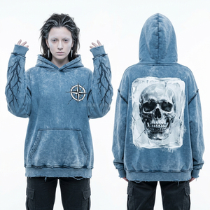 Sudadera con Capucha Personalizada para Mujer, Diseño Gótico, Estilo Urbano, Felpa de Algodón Grueso, Lavado Vintage, Fabricante - Product Image 1