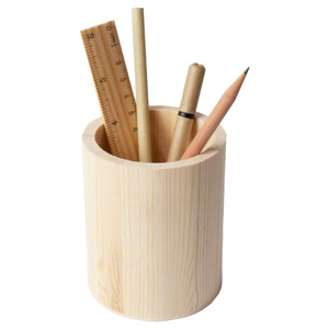 Porte-stylo en bois élégant pour bureau, support de rangement carré personnalisable pour crayons et stylos - Product Image 4