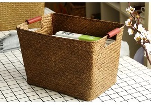 Set of 3 Seagrass <b>Baskets</b> with Soft Handles Handmade <b>Storage</b> <b>Basket</b> Wholesale eco-friendly Made in Vietnam - Product Image 4