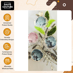 Accessoires vestimentaires brodés à la main très demandés - Appliques à coudre - Fruits roses et bleus avec feuilles en 3D en promotion - Product Image 4