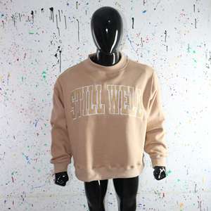 Sudadera de cuello alto STILL WELL SAND 100% con apliques bordados de SAND, sudadera de cuello ancho con hilos finos. - Product Image 5