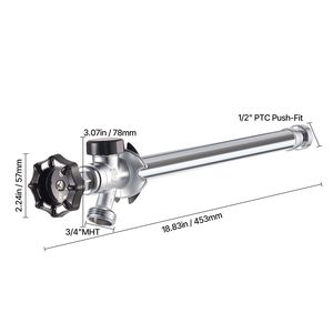 Rubinetto da Giardino in Ottone da 12 Pollici Senza Ghiaccio, 1/2'' PTC 3/4'' MHT, Valvola Anti-Sifone a Innesto Rapido, Connettore Acqua Senza Piombo - Product Image 4