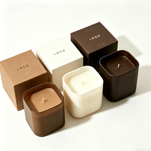 ขวดเทียนเปล่าคุณภาพสูง รีไซเคิลได้ ผลิตตามสั่ง ทันสมัย ทำจากขี้ผึ้งถั่วเหลือง ออร์แกนิก ปลอดสารพิษ  แก้วใสสีดำทองขุ่น สำหรับคริสต์มาส - Product Image 2