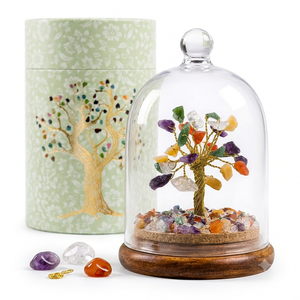 Arbre en cristal naturel œil porte-bonheur en gros sous dôme de verre, bonsaï artisanal en pierres précieuses, décoration maison et bureau, cadeau, Feng Shui, guérison - Product Image 3