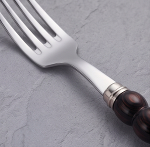 Ensemble de couverts modernes en acier inoxydable avec manches perlées en bois, vaisselle élégante pour la salle à manger et la cuisine - Product Image 2
