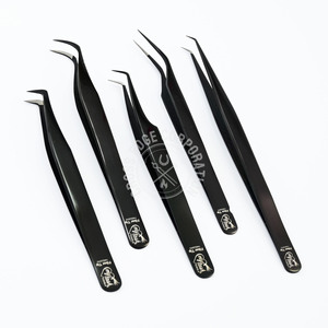   Pinzas Clásicas para Extensión de Pestañas, Pinzas de Acero Inoxidable con Punta de Fibra para Pestañas de Mega Volumen, Logotipo Personalizado - Product Image 1