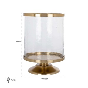 Portavelas de Vidrio Cilíndrico con Base de Latón, 40 cm de Altura, 28.5 cm de Diámetro, Decoración Duradera para el Hogar - Product Image 3