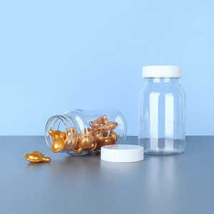 Botella Transparente de Alta Calidad, Ecológica, para Medicamentos de Mascotas, de Plástico, con Cubierta Rayada con Serigrafía - Product Image 1