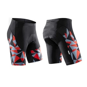 Cuissard de cyclisme unisexe, coupe ajustée, respirant, séchage rapide, polyester/coton, imprimé par sublimation, motif géométrique, noir - Product Image 2