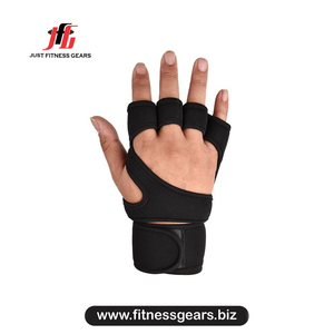 JUST FITNESS GEARS 2026 Custom Logo PU Leather Half <b>Finger</b> Sport Workout Gloves Anti-Slip Adjustable Wrist <b>Strap</b> Cycling - Product Image 5