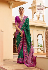 Sari de Seda Pura de Alta Calidad LAMOUNT, con Tejido Zari, Blusa Elegante y Moderna, Hecho a Medida, Atuendo Tradicional de Gujarat para Fiestas - Product Image 3