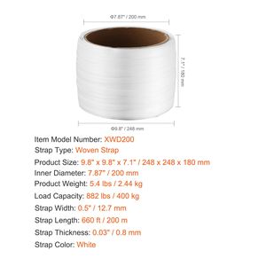 Nastro in Corda Intrecciata Resistente da 660 Piedi, Rotolo con Resistenza alla Rottura di 882 Libbre, Materiale PE, Larghezza 1/2 Pollice, Spessore 0,03 Pollici - Product Image 3