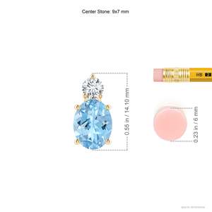 Oval Cut Natural Aquamarine Solitaire Gemstone <b>Pendant</b> with Round Cut Diamond 14K 18K <b>Solid</b> <b>Gold</b> IGI Certified Handmade <b>Pendant</b> - Product Image 3