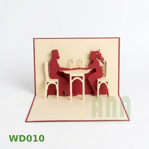 Carte de vœux 3D pop-up carrée sur le thème du festival floral, créative, faite à la main, en papier découpé, souvenir de fête de la Saint-Valentin pour les couples - Product Image 1