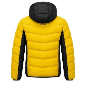 Men's <b>Yellow</b> Black Hooded <b>Puffer</b> <b>Jacket</b> Warm Quilted Winter Outdoor Coat Lightweight Waterproof <b>Jacket</b> One Apex - Product Image 2