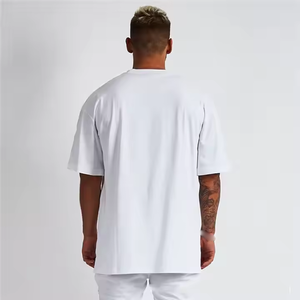 Camiseta Blanca Extra Grande Personalizada para Hombre, de Algodón, Estilo Urbano, Hombros Caídos, Corte Holgado, Informal, Proveedor OEM ODM - Product Image 3