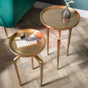 Juego de 2 mesas laterales de aluminio para sala de estar, muebles - Product Image 6