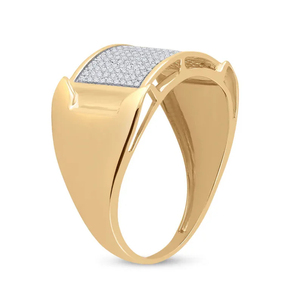 Anillo de Cóctel de Oro Amarillo con Diamantes para Hombre ZAWO HOUSE, Engaste Pavé, Corte Brillante Redondo, Estilo Geométrico de Lujo, Uso Diario - Product Image 5