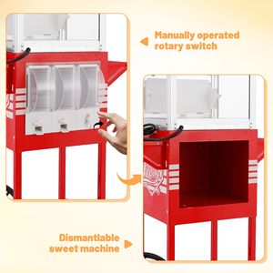 Macchina per Popcorn Commerciale da 12oz con Carrello, 3 Pulsanti di Controllo, Elettrica, 3 Contenitori per Caramelle e 3 Vaschette in Plastica - Product Image 4