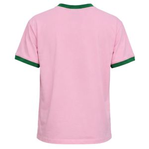 Pink Green Chenille Ringer Tee Women <b>Short</b> <b>Sleeve</b> Casual T Shirt Soft <b>Knit</b> <b>Top</b> Fashion Streetwear Vintage Style <b>Ladies</b> Apparel - Product Image 3