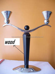 <b>Set</b> <b>of</b> 3 Tall Wooden <b>Candle</b> Holders for Home Decoration for Wedding and Valentine's Day Durable Metal Material - Product Image 2