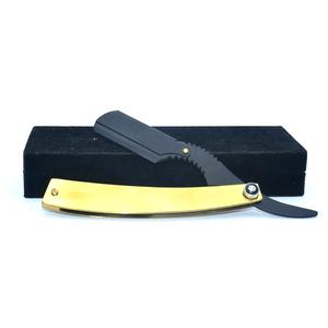 Maquinilla de afeitar de peluquero de acero inoxidable negro profesional con mango dorado Tornillo ajustable Colores personalizados para pedidos de OEM - Product Image 2