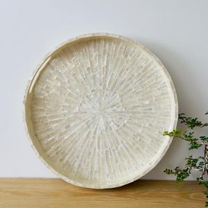 Plateau artisanal moderne et élégant en nacre incrustée de mosaïque bleue, écologique, pour le thé, le café, les cocktails, les mariages, Diwali, service de table - Product Image 1