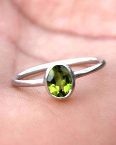 Sterling Silver925 Rhodium Plated <b>Natural</b> Stone Peridot Oval Women's <b>Engagement</b> Wedding <b>Ring</b>-<b>Inspired</b> Trendy Anniversary Party - Product Image 4