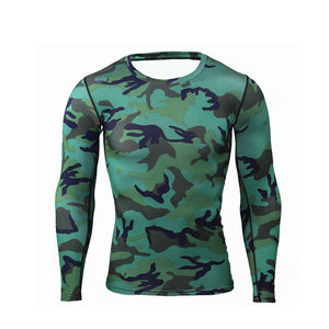 Best Camouflage MMA Rash Guard Custom Sublimation Compression Shirt for Brazilian Jiu Jitsu Cross Fit Gym Training OEM Factory - Product Image 2