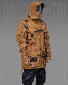 Veste tactique pour homme, vêtements techniques, streetwear urbain, multi-poches, cargo, coupe-vent, cyberpunk, veste fonctionnelle à capuche - Product Image 2