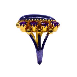 Wedding Wear 925 Sterling Silver Gold Plated Jewelry <b>Labradorite</b> Amethyst Gemstone Women Wear Classic <b>Ring</b> - Product Image 4