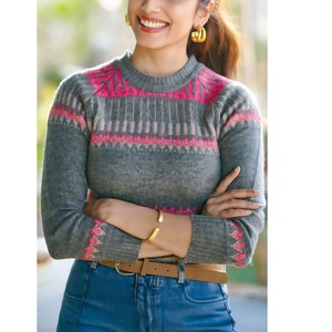 Wholesale Price High Quality Women Crew Neck Jacquard Knit <b>Pullover</b> Sweater Christmas <b>Jumper</b> Sweater for Adults From BD - Product Image 4