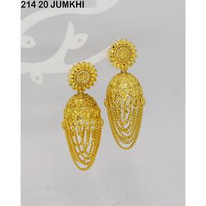 Pendientes Jhumka Tradicionales Chapados en Oro para Mujer con Diseño de Campana, Elegantes y Modernos Jhumkas Indios para Bodas y Fiestas - Product Image 5