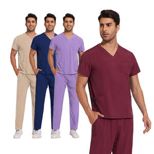 <b>Women's</b> V-Neck Scrub Set Spandex/Polyester Canvas Fabric Needle Detection Hospital Uniform Eco-Friendly Custom Logo Blue <b>Teal</b> - Product Image 4