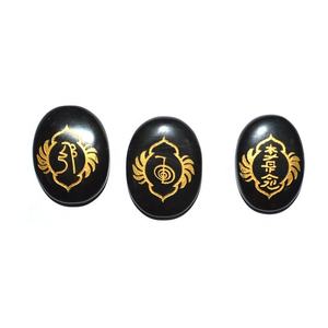 Grossiste et fournisseur d'ensembles ovales de jaspe noir au design fantaisie pour Reiki - Product Image 1