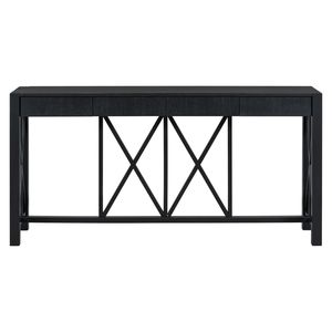 U_Style 60 Modern Crisscross Design Console Table 4 Spacious Drawers Acacia Veneer Material <b>Open</b> Bottom <b>Storage</b> Entryway - Product Image 3