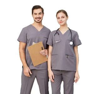 Blouse médicale unisexe élégante, confortable et écologique à manches courtes pour l'hiver, couleur unie, durable - Product Image 2
