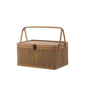 Boîte de rangement en bambou faite à la main avec couvercle pour l'organisation de la maison - Product Image 3