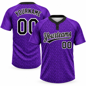 Maillots de baseball personnalisés en sublimation, à deux boutons, anti-transpiration, 100 % polyester, antibactériens, pour équipes (vente en gros) - Product Image 3