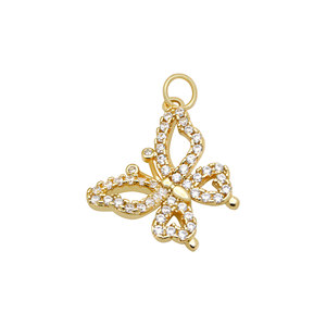 Pendentif Breloque Papillon en Argent 925 Plaqué Or avec Zircon Cubique, Aile Creuse, Accessoire de Bijouterie pour Fabrication de Bracelets, Idéal pour Cadeau - Product Image 4