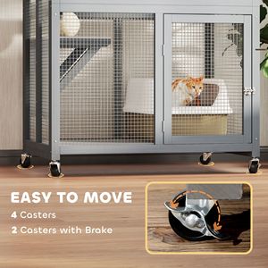 Casa para Gatos de Madera Gris Claro de 74 Pulgadas para Exteriores, Jaula para Gatos de Alta Capacidad, Casa para Mascotas de Interior para Animales Pequeños - Product Image 6