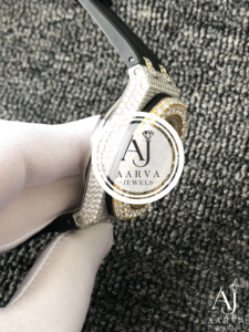 Montre-bracelet de luxe AARVA JEWELS en quartz et cristal de moissanite, 43 mm, chronographe analogique, bracelet en silicone, unisexe, tendance - Product Image 3