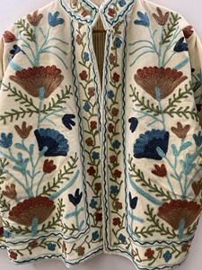 Veste en coton brodée de fleurs, col mandarin, manches longues, style Prairie Chic, vêtements d'automne pour adultes, longueur normale - Product Image 4