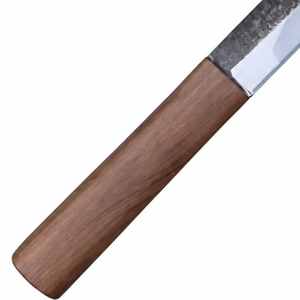 Couteau à filet long et étroit avec manche en bois brun, lame argentée, finition forgée foncée, pointe aiguisée pour trancher la viande et le poisson - Product Image 4