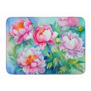 Aquarelle pivoines mousse à mémoire tapis de bain lavable en machine anti-fatigue tapis de cuisine coussin confort tapis de cuisine - Product Image 1