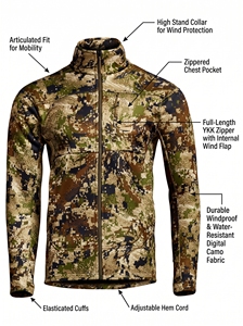 Veste en polaire camouflage pour homme, fermeture éclair intégrale, veste tactique de chasse en plein air, veste softshell - Product Image 6
